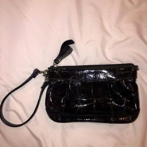 Black Croc Patent Leather Wristlet